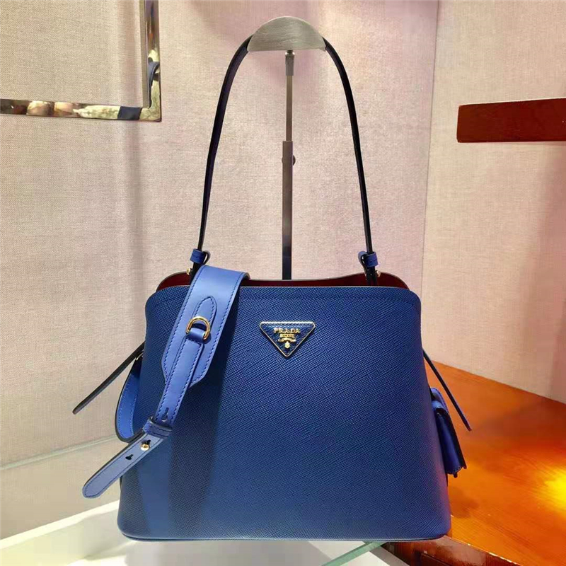1BA251 Prada女包 Matinée 小號 牛皮 普拉達(dá)手提包 藍(lán)色