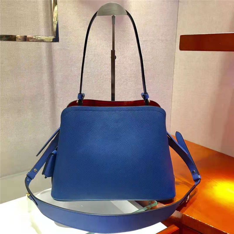 1BA251 Prada女包 Matinée 小號 牛皮 普拉達(dá)手提包 藍(lán)色