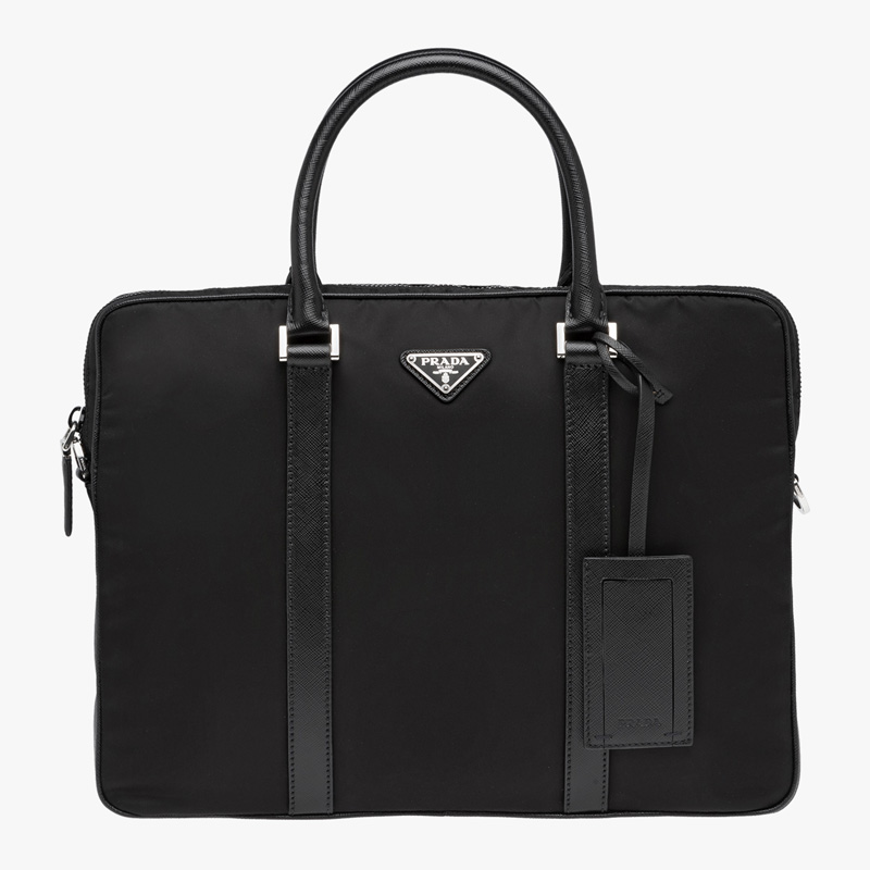 2VE368 Prada普拉達(dá)男包 Prada男士公文包 普拉達(dá)尼龍手提包 黑色