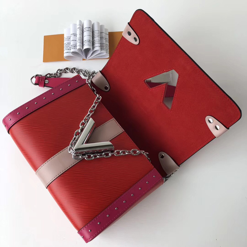 M54281 LV TWIST 中號手袋 LV掛鎖絲印圖案系列 LV女包 LV單肩包 紅色