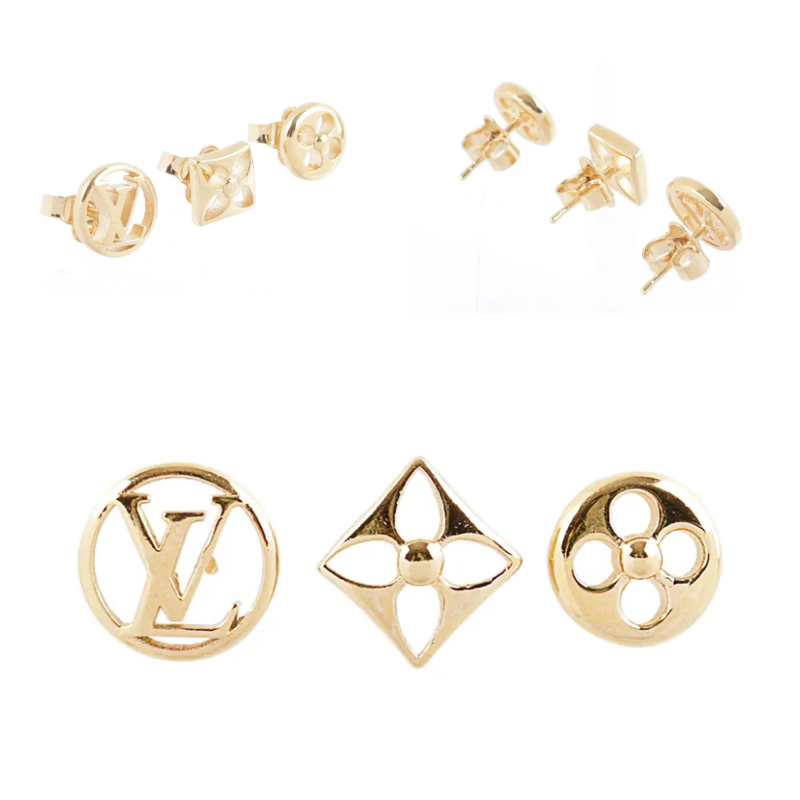 Crazy In Lock Monogram 標志圖案針式耳環組