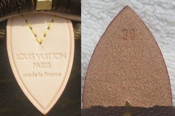 識別枕頭包真偽的一個細節,就是這塊印字的皮背后打有表示包包型號的數字