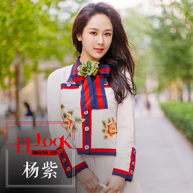 一日一look 楊紫花哨印花超大蝴蝶結文藝得剛剛好